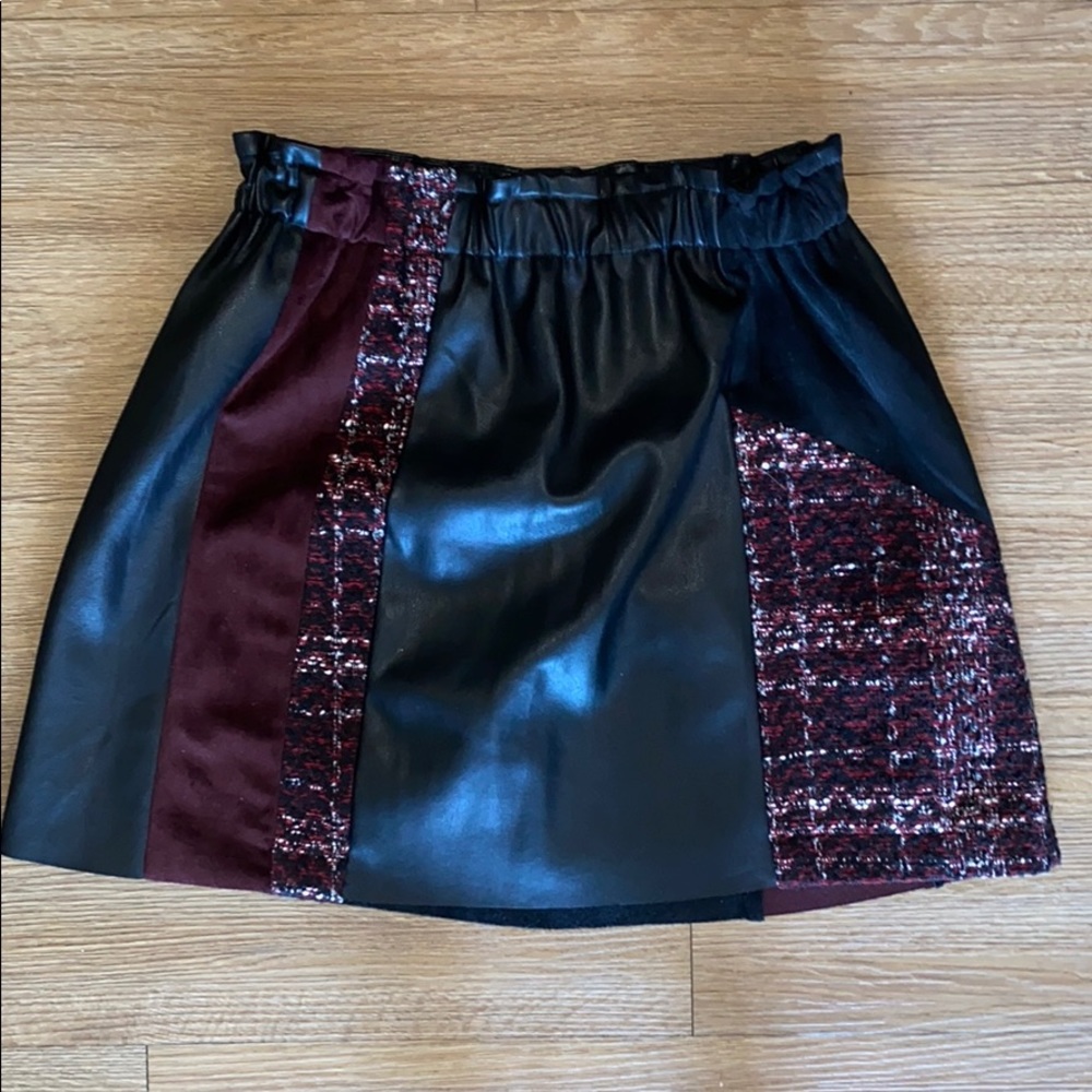 Zara Black Leather Detail Skirt